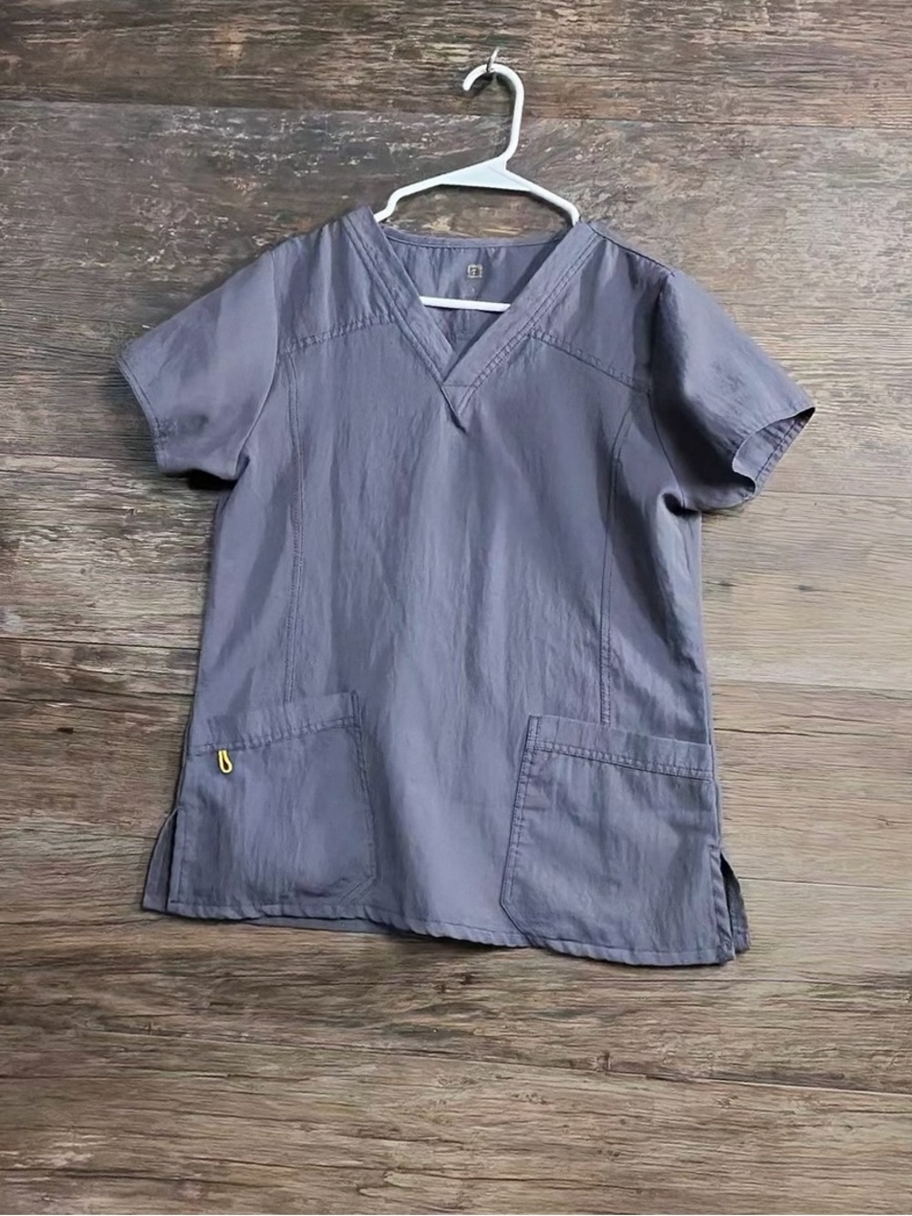 WonderWink Gray V-Neck Short Sleeve Scrub Top